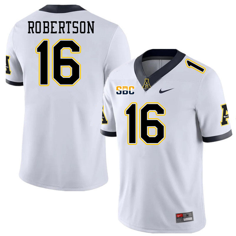 Men #16 Seth Robertson Appalachian State Mountaineers College Football Jerseys Stitched-White